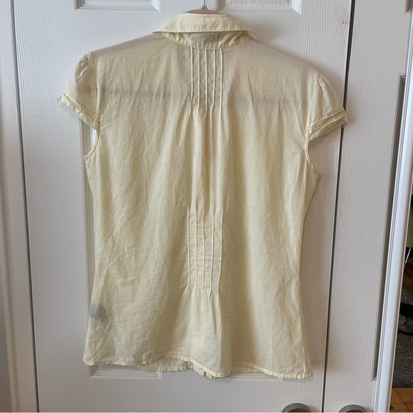 Buffalo button down shirt Sz l cotton with cute cup sleeves in yellow - Picture 2 of 7